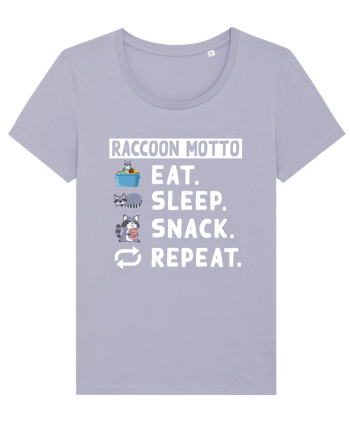 Raccoon motto, Eat Sleep Snack Repeat Lavender