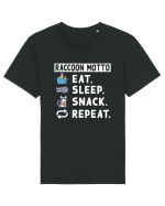 Raccoon motto, Eat Sleep Snack Repeat Tricou mânecă scurtă Unisex Rocker