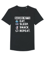 Raccoon motto, Eat Sleep Snack Repeat Tricou mânecă scurtă guler larg Bărbat Skater