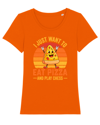 I just want to eat pizza and play chess Bright Orange