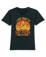 I just want to eat pizza and play chess Tricou mânecă scurtă guler V Bărbat Presenter