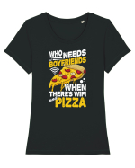 Who needs boyfriends when there's wifi and pizza Tricou mânecă scurtă guler larg fitted Damă Expresser