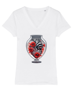 Florii Aprinse Tricou mânecă scurtă guler V Damă Evoker