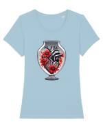 Florii Aprinse Tricou mânecă scurtă guler larg fitted Damă Expresser