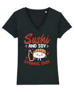Sushi and Soy Dynamic Duo! Tricou mânecă scurtă guler V Damă Evoker