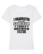 I Graduated University Of Sarcasm bk Tricou mânecă scurtă guler larg fitted Damă Expresser
