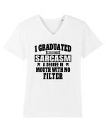 I Graduated University Of Sarcasm bk Tricou mânecă scurtă guler V Bărbat Presenter