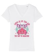 Anti Valentine Day - Love is in the air try not to breathe Tricou mânecă scurtă guler V Damă Evoker