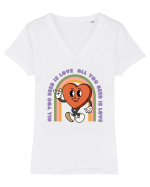 retro chic de Ziua Îndrăgostiților - All You Need Is Love And Rainbows Tricou mânecă scurtă guler V Damă Evoker