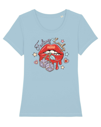retro chic de Ziua Îndrăgostiților - Feeling Lucky Sky Blue