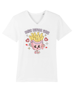 retro chic de Ziua Îndrăgostiților - Fries Before Guys Tricou mânecă scurtă guler V Bărbat Presenter
