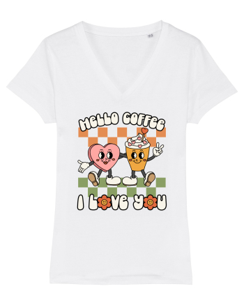 retro chic de Ziua Îndrăgostiților - Hello Coffee, I love you White