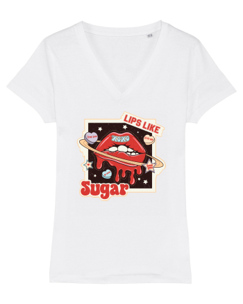 retro chic de Ziua Îndrăgostiților - Lips like sugar White