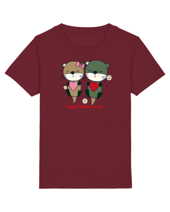 retro chic de Ziua Îndrăgostiților - Otter couple in love Burgundy