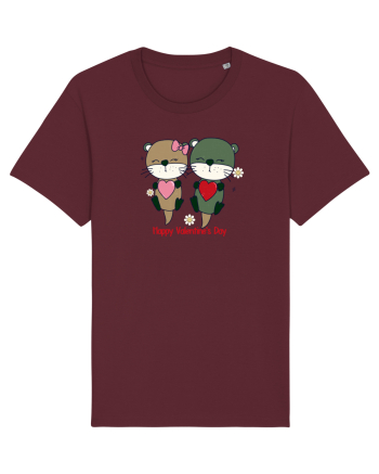 retro chic de Ziua Îndrăgostiților - Otter couple in love Burgundy
