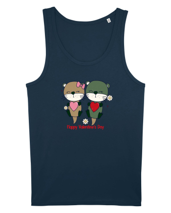 retro chic de Ziua Îndrăgostiților - Otter couple in love Navy