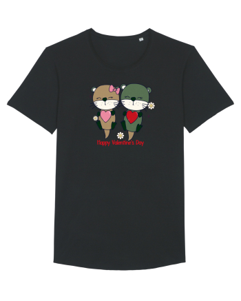 retro chic de Ziua Îndrăgostiților - Otter couple in love Black