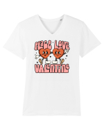 retro chic de Ziua Îndrăgostiților - Peace Love Valentine Tricou mânecă scurtă guler V Bărbat Presenter