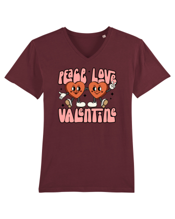 retro chic de Ziua Îndrăgostiților - Peace Love Valentine Burgundy