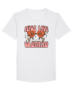 retro chic de Ziua Îndrăgostiților - Peace Love Valentine Tricou mânecă scurtă guler larg Bărbat Skater