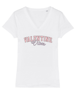 retro chic de Ziua Îndrăgostiților - Valentine Vibes Headlight Tricou mânecă scurtă guler V Damă Evoker