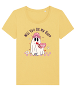 retro chic de Ziua Îndrăgostiților - Will yo be my boo Tricou mânecă scurtă guler larg fitted Damă Expresser
