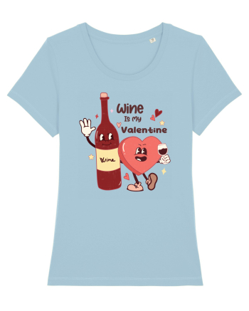 Retro Chic Valentine - Wine is my valentine Sky Blue