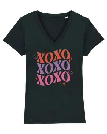 Retro Chic Valentine - XOXO - Valentine kisses Black