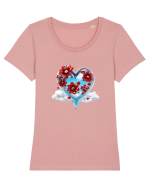 Suflet înflorit Tricou mânecă scurtă guler larg fitted Damă Expresser