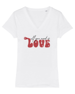 de dragoste in stil retro vintage - All You Need Is Love Tricou mânecă scurtă guler V Damă Evoker