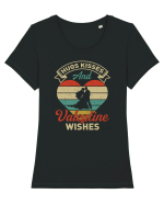 pentru îndrăgostiți - Hugs kisses and valentine wishes Tricou mânecă scurtă guler larg fitted Damă Expresser