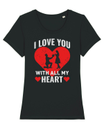 pentru îndrăgostiți - I love you with all my heart Tricou mânecă scurtă guler larg fitted Damă Expresser