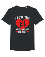 pentru îndrăgostiți - I love you with all my heart Tricou mânecă scurtă guler larg Bărbat Skater