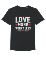pentru îndrăgostiți - Love more worry less Tricou mânecă scurtă guler larg Bărbat Skater