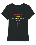 DRAGOSTE ȘI ZGOMOT? Tricou mânecă scurtă guler larg fitted Damă Expresser