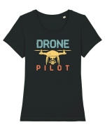 pt pasionații de drone - Drone pilot Tricou mânecă scurtă guler larg fitted Damă Expresser
