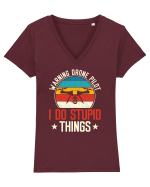 pt pasionații de drone - Drone pilot - I do stupid things Tricou mânecă scurtă guler V Damă Evoker