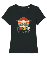 pt pasionații de drone - Drone pilot v2 Tricou mânecă scurtă guler larg fitted Damă Expresser