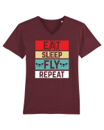pt pasionații de drone - Eat sleep fly repeat Tricou mânecă scurtă guler V Bărbat Presenter