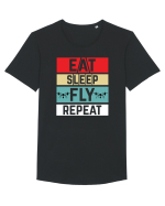 pt pasionații de drone - Eat sleep fly repeat Tricou mânecă scurtă guler larg Bărbat Skater