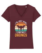 pt pasionații de drone - I am just here for the drones Tricou mânecă scurtă guler V Damă Evoker