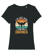 pt pasionații de drone - I am just here for the drones Tricou mânecă scurtă guler larg fitted Damă Expresser