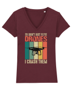 pt pasionații de drone - I do not just fly drones I crash them Tricou mânecă scurtă guler V Damă Evoker