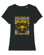 pt pasionații de drone - I fly drones and I know things v2 Tricou mânecă scurtă guler larg fitted Damă Expresser