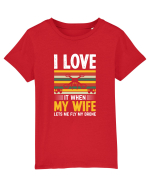 pt pasionații de drone - I love it when my wife lets me fly my drone Tricou mânecă scurtă  Copii Mini Creator