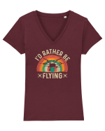 pt pasionații de drone - I would rather be flying Tricou mânecă scurtă guler V Damă Evoker