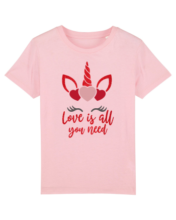 Love Is All You Need Unicorn Valentine Cotton Pink