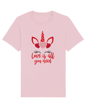 Love Is All You Need Unicorn Valentine Cotton Pink