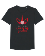 Love Is All You Need Unicorn Valentine Tricou mânecă scurtă guler larg Bărbat Skater