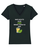 DACĂ VIAȚA ÎȚI OFERĂ LIME Tricou mânecă scurtă guler V Damă Evoker